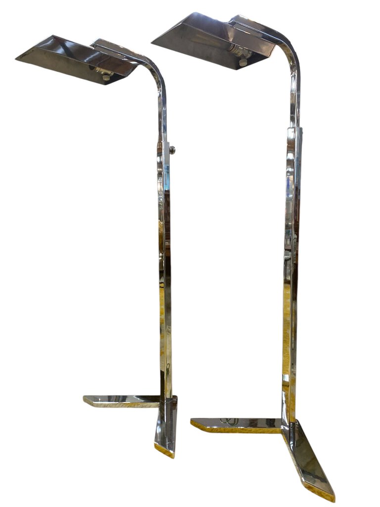PAIR Post Modern Pharmacy Lamps in Chrome - Notable CA Designer Charles Hollis Jones (Set of 2)