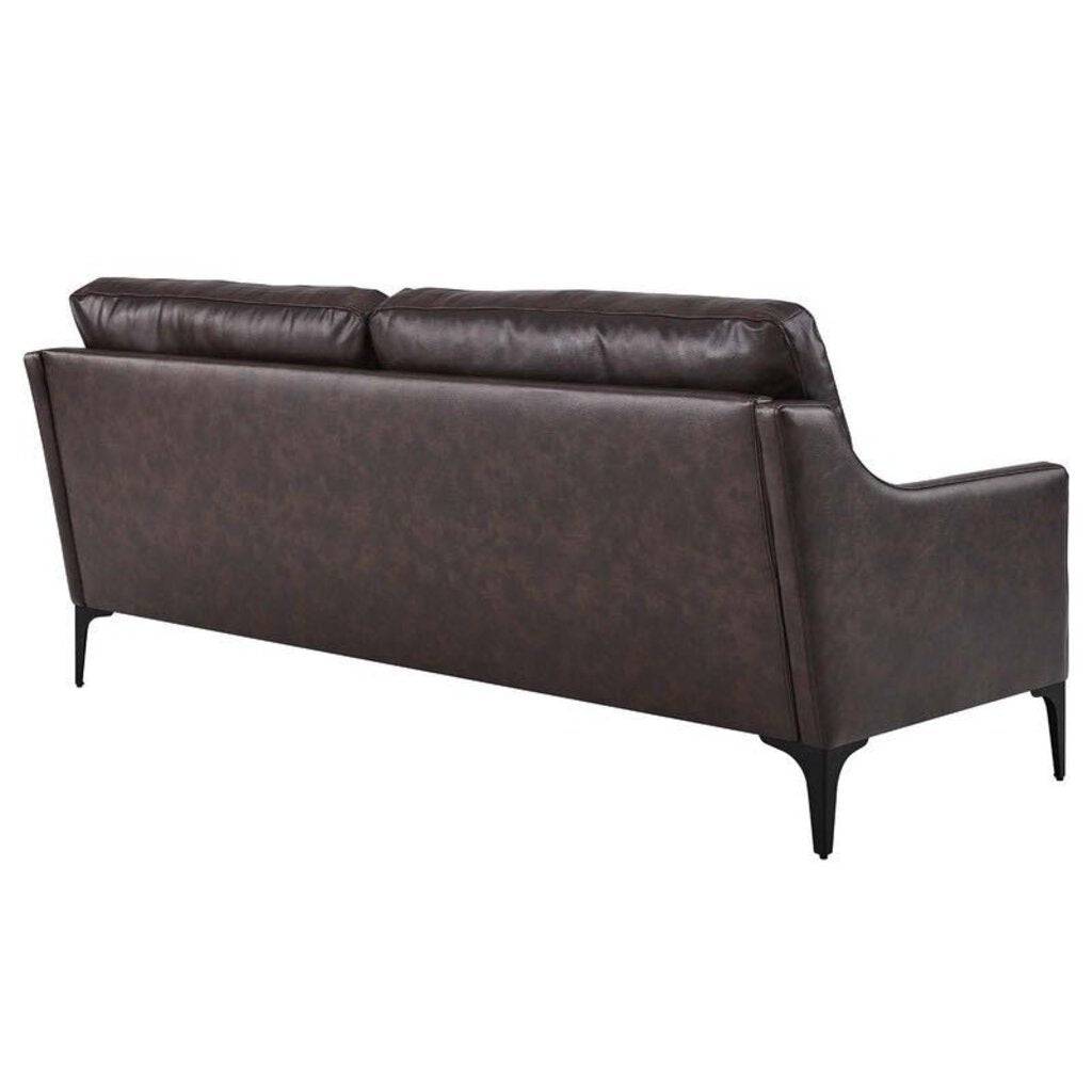 Modern Dean Leather Sofa in Brown