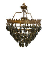 Vintage 5-Tier Gild Bronze Hollywood Regency Transparent Smoky Quartz Brown Crystal Chandelier