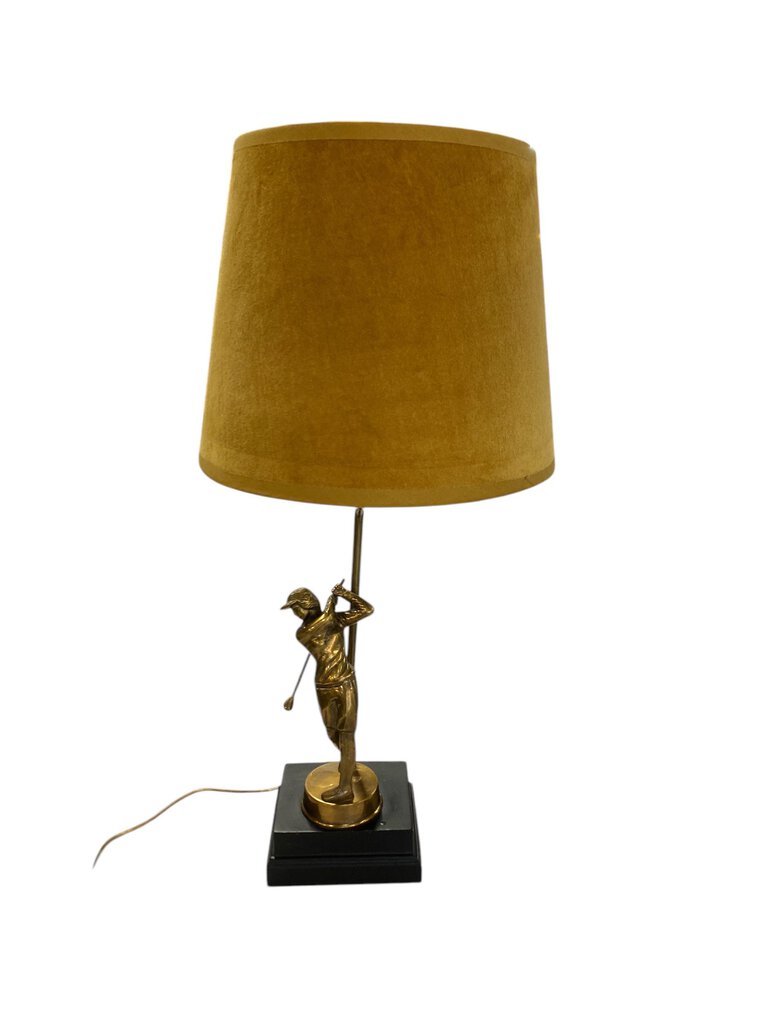 Mid Century Brass Golfing Man Desk Lamp - 26"Hx12.25"Dx12.25"W