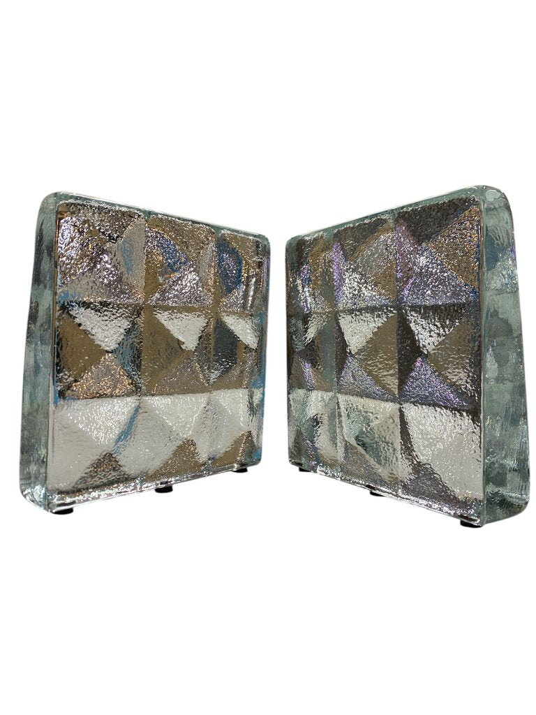 Blenko Pair of Mid Century Diamond Bookends (Set of 2)