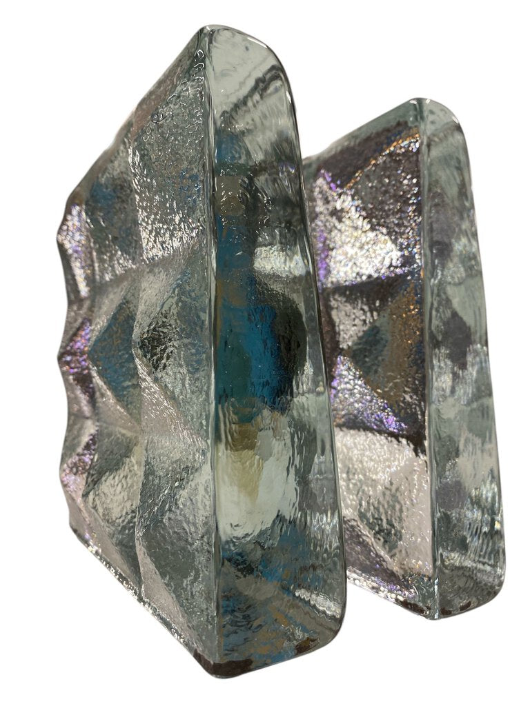 Blenko Pair of Mid Century Diamond Bookends (Set of 2)