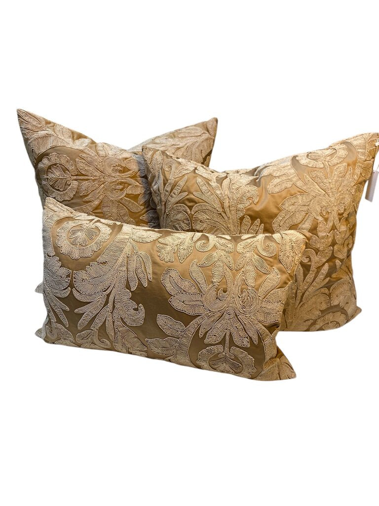 Set of 3 Floral Lace Embroidered Down Pillows 2x 24"x24" & 1x 16"24"