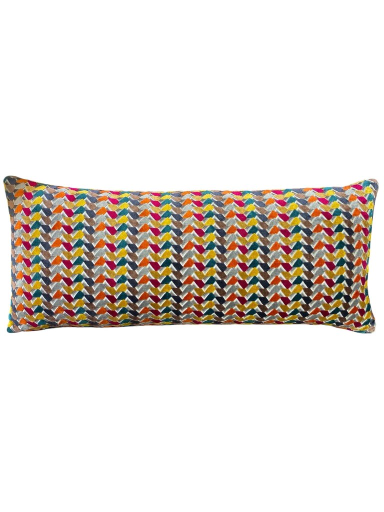 Multi Color Dbl Sided Geometric Velvet Down Pillow