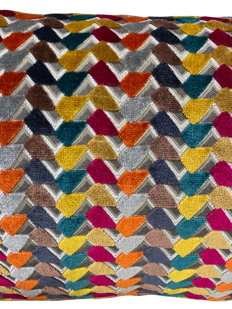 Multi Color Dbl Sided Geometric Velvet Down Pillow