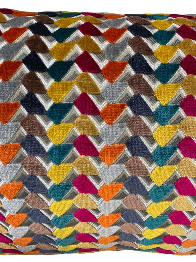 Multi Color Dbl Sided Geometric Velvet Down Pillow