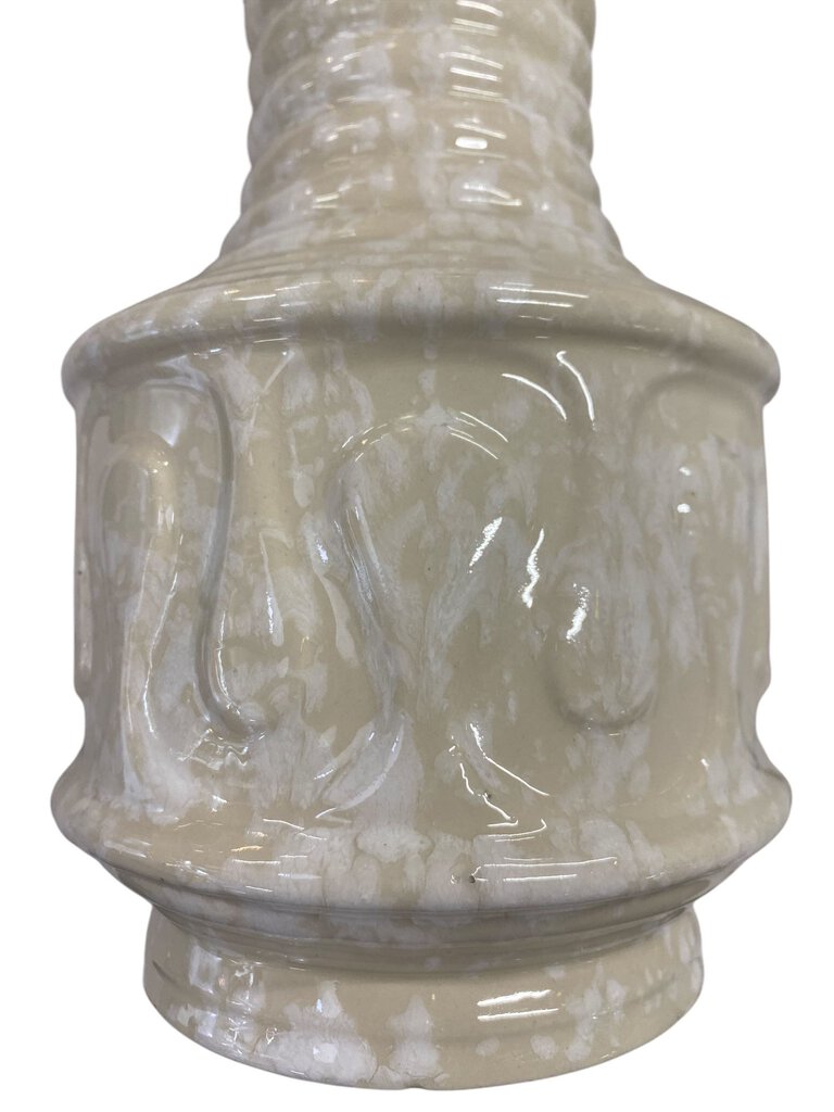 Vintage 1950's Savoy Ribbed Vase with Mottled Cream Glaze