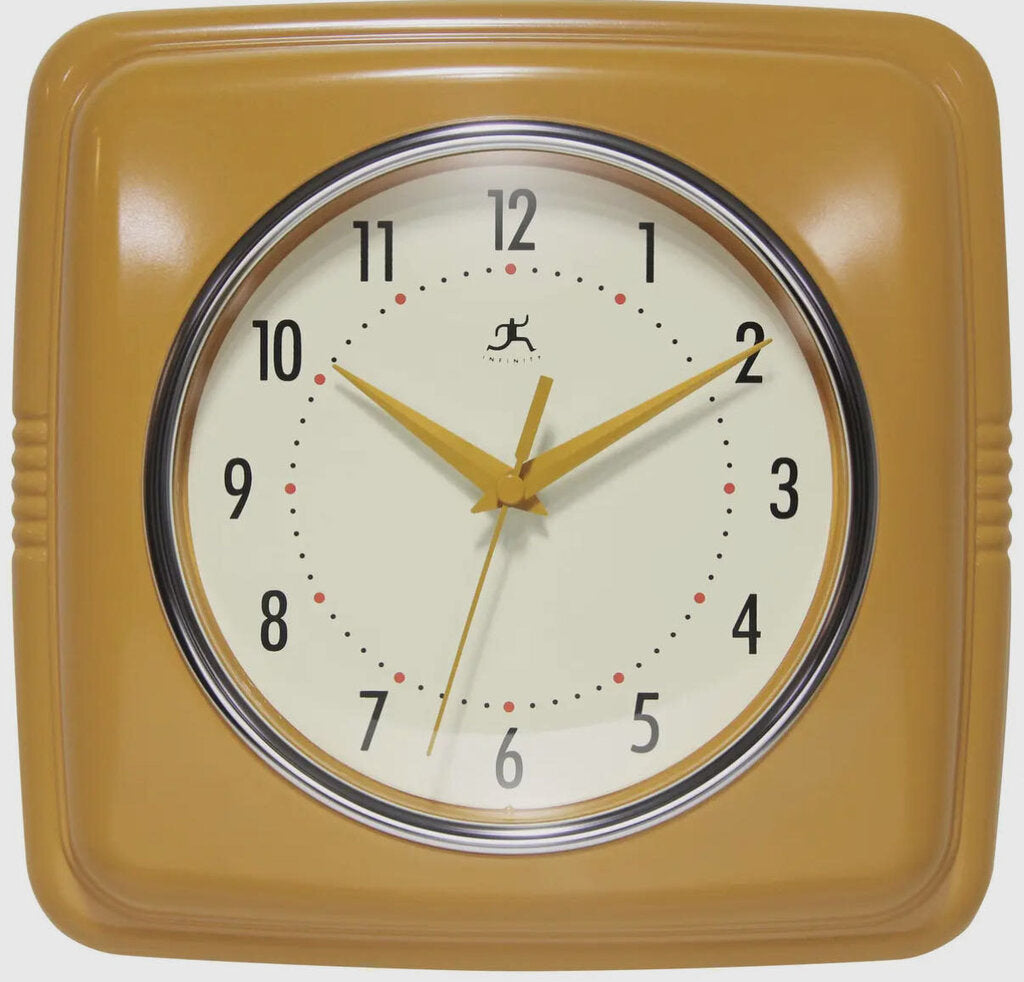 Retro Square Saffron Indoor Wall Clock
