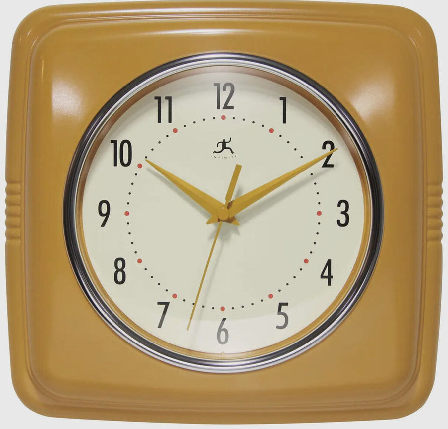 Retro Square Saffron Indoor Wall Clock