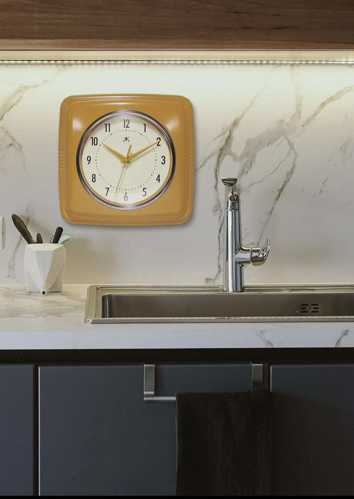 Retro Square Saffron Indoor Wall Clock