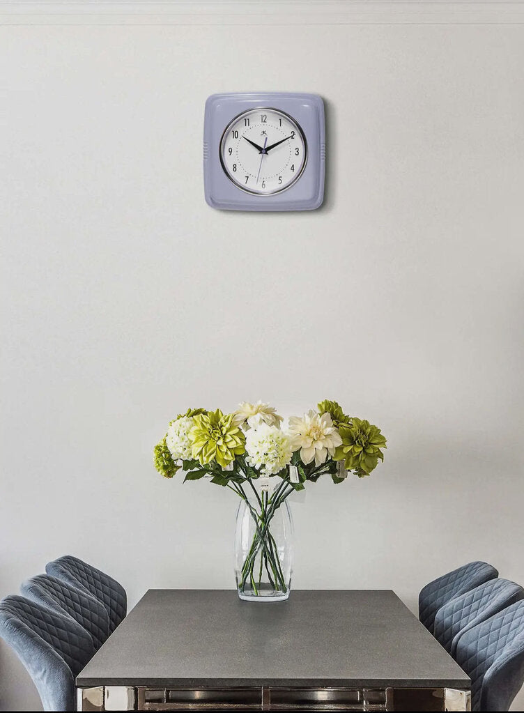 Retro Square Lilac Indoor Wall Clock