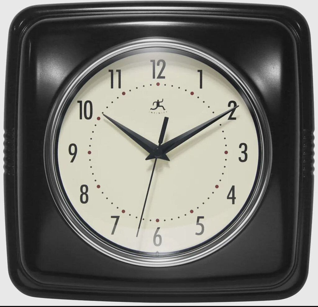 Retro Square Black Indoor Wall Clock