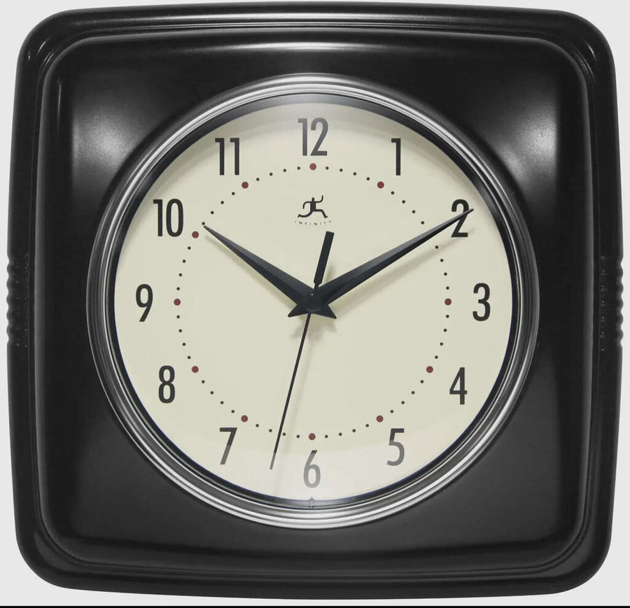 Retro Square Black Indoor Wall Clock