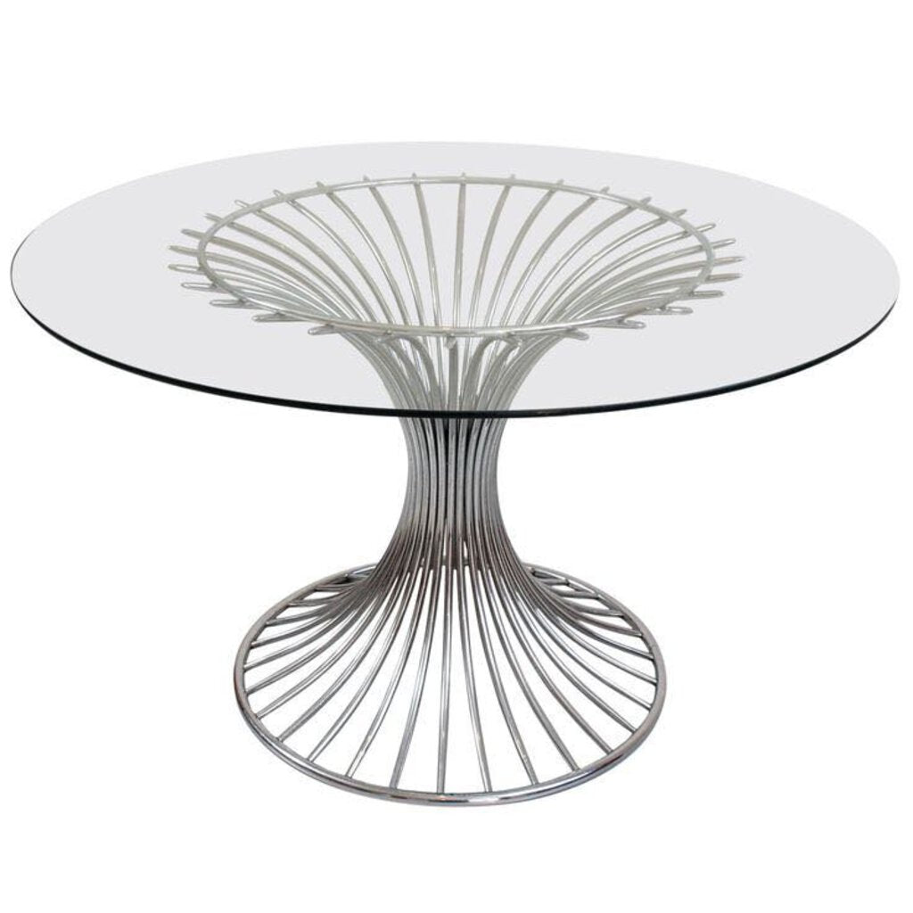 MCM 5pc Chrome and Glass Dining Set by Gastone Rinaldi 1960"s 4 Sabrina Chairs & 48" Table (Set of 5)