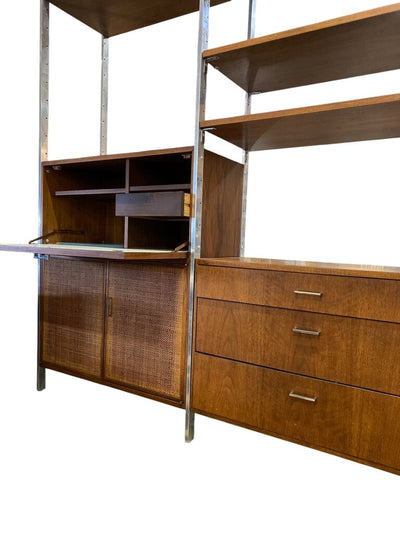 Mid Century Jack Cartwright Founders Walnut and Chrome Modular Room Divider Unit