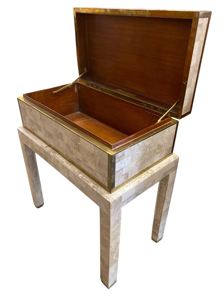 Post Modern Maitland Smith Fossillated Stone Cigar Box or Accent Table