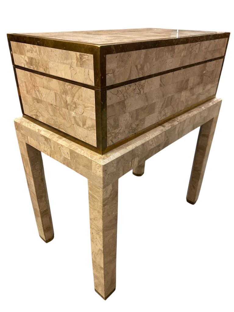 Post Modern Maitland Smith Fossillated Stone Cigar Box or Accent Table