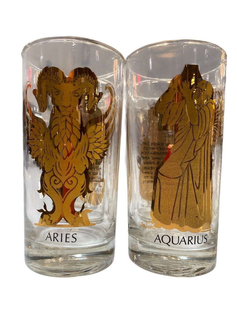 Mid Century Zodiac Highballs (complete set of 12) FABULOUS Anchor Hocking