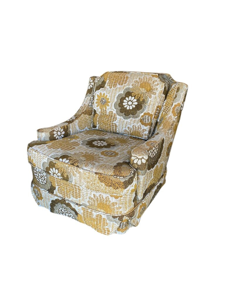 Mid Century Groovy Floral Tufted Lounge Chair