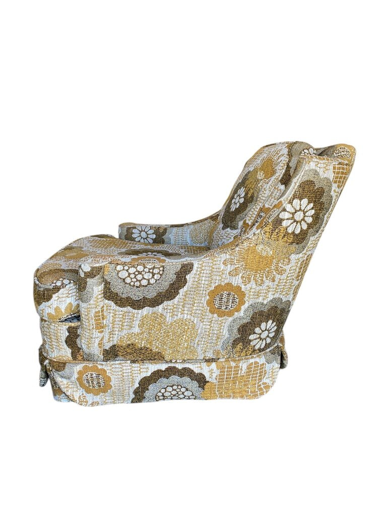 Mid Century Groovy Floral Tufted Lounge Chair