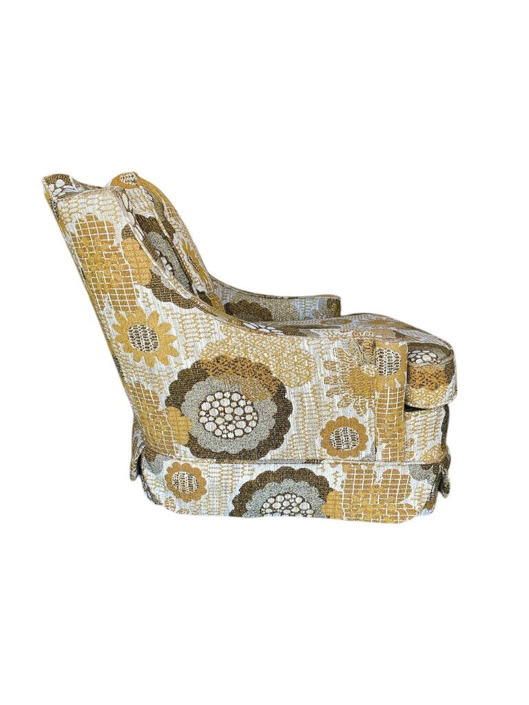 Mid Century Groovy Floral Tufted Lounge Chair