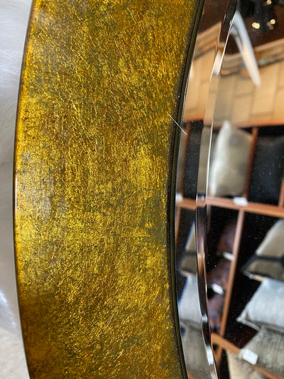 Mid Century 36" Round Gold Mirror by Bernhard Rohne
