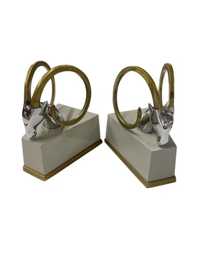 MCM Art Deco Ram Head Bookends