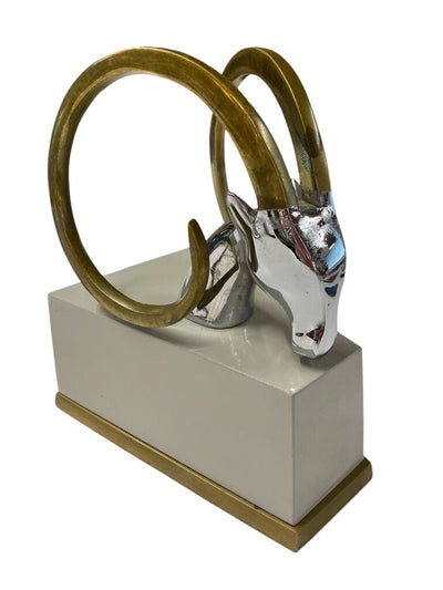 MCM Art Deco Ram Head Bookends