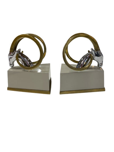 MCM Art Deco Ram Head Bookends
