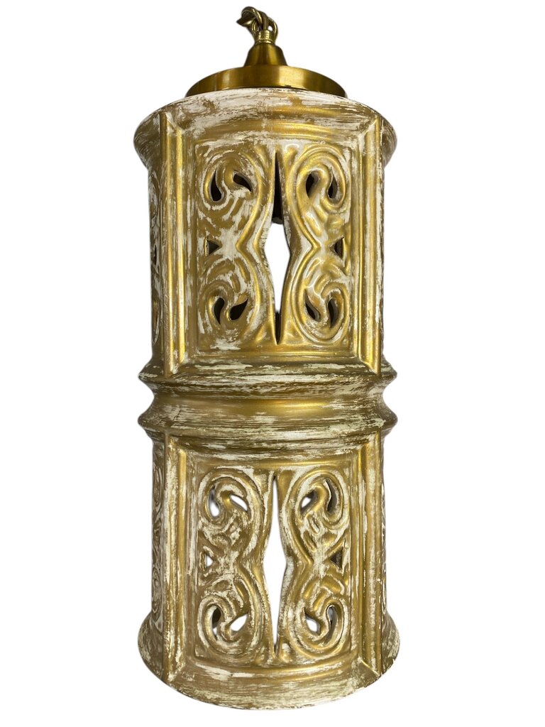 Vintage Italian Ceramic Swag Lamp with 13.5' Brass Chain