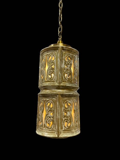 Vintage Italian Ceramic Swag Lamp with 13.5' Brass Chain
