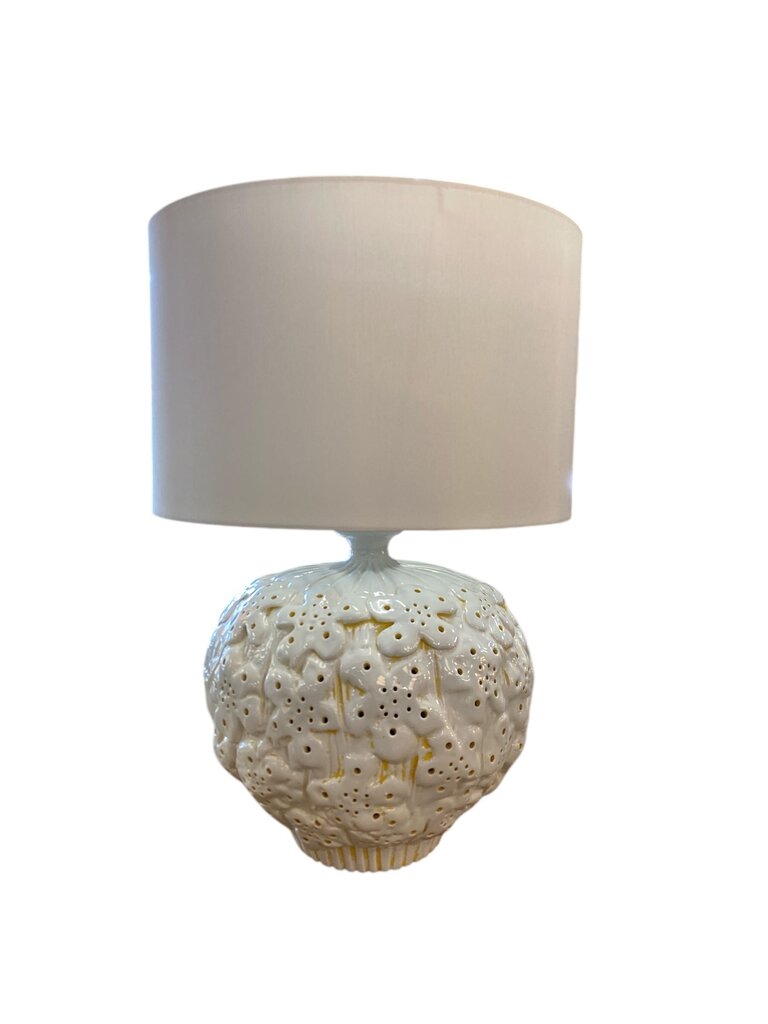 Vintage Daisy Pottery Table Lamp - 24.75"Hx16.25"Dx16.25"W