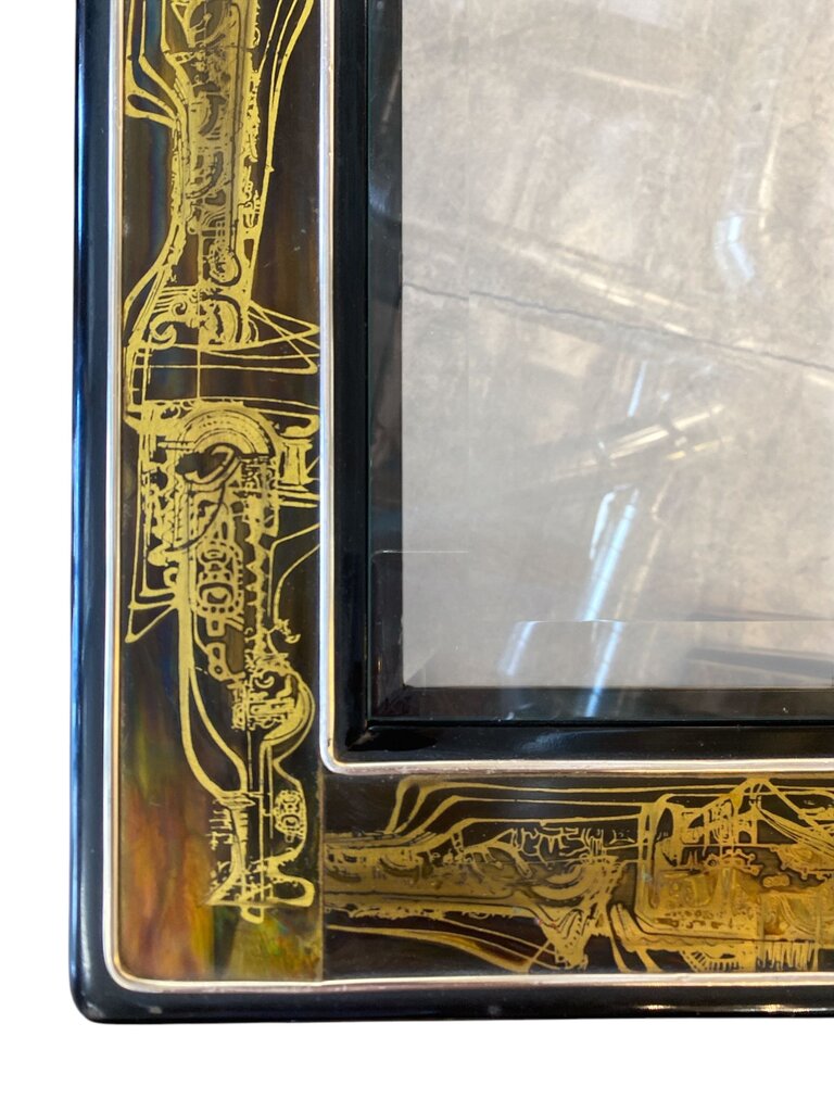 Mastercraft Acid Etched Hollywood Regency Console Table (chips in corners of glass) - as found priced accordingly)