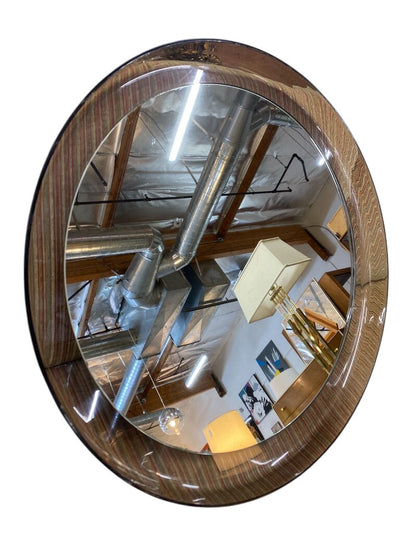 22.25" Round Vintage 1960's Guzzini Smoked Acrylic Mirror - Made in Italy