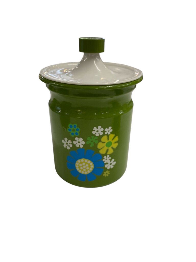 Mid Century 1960's Kromex Avocado Aluminum Canister Set (Set of 4)