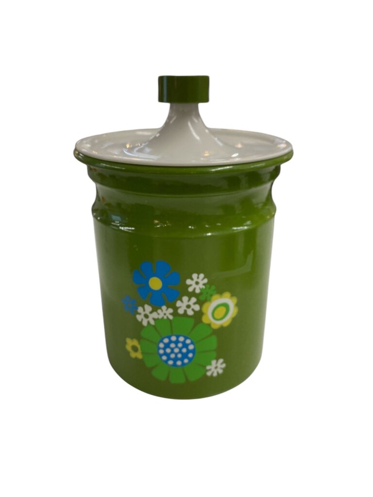 Mid Century 1960's Kromex Avocado Aluminum Canister Set (Set of 4)