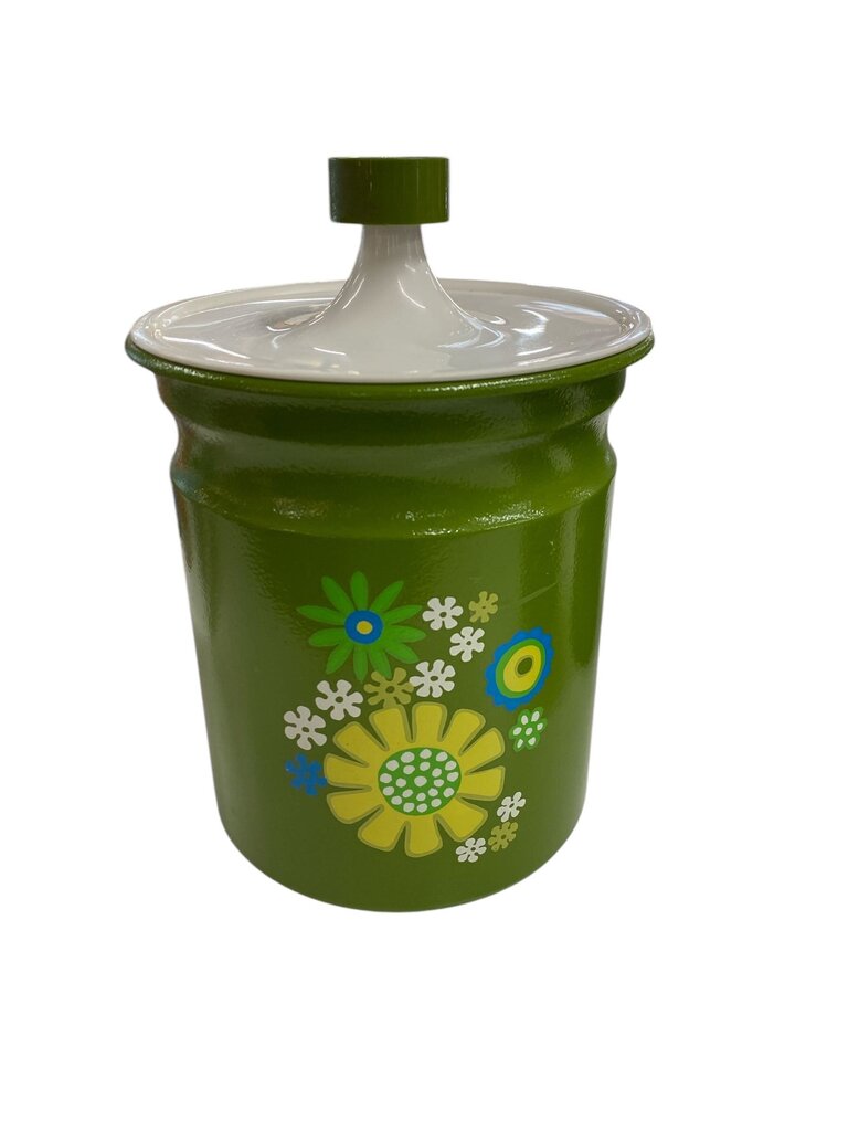 Mid Century 1960's Kromex Avocado Aluminum Canister Set (Set of 4)