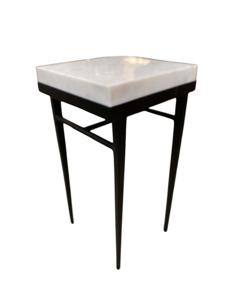 Solid Polished Marble Iron Side Table (indoor or outdoor?)