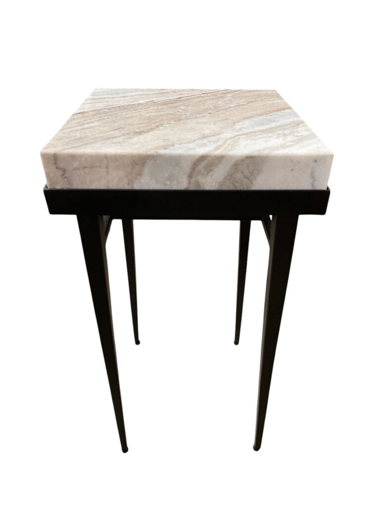 Solid Polished Marble Iron Side Table (indoor or outdoor?)