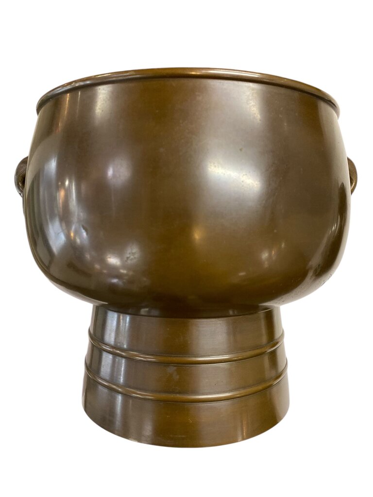 Vintage Japanese Brass Planter or Hibachi with Bronze Finish
