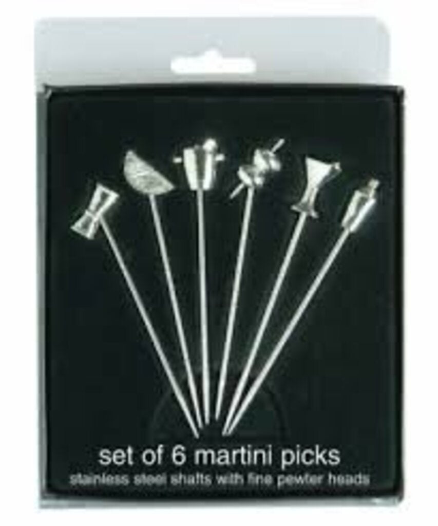 Happy Hour Stainless Steel Martini Picks, Set of 6