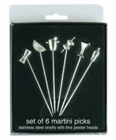 Happy Hour Stainless Steel Martini Picks, Set of 6