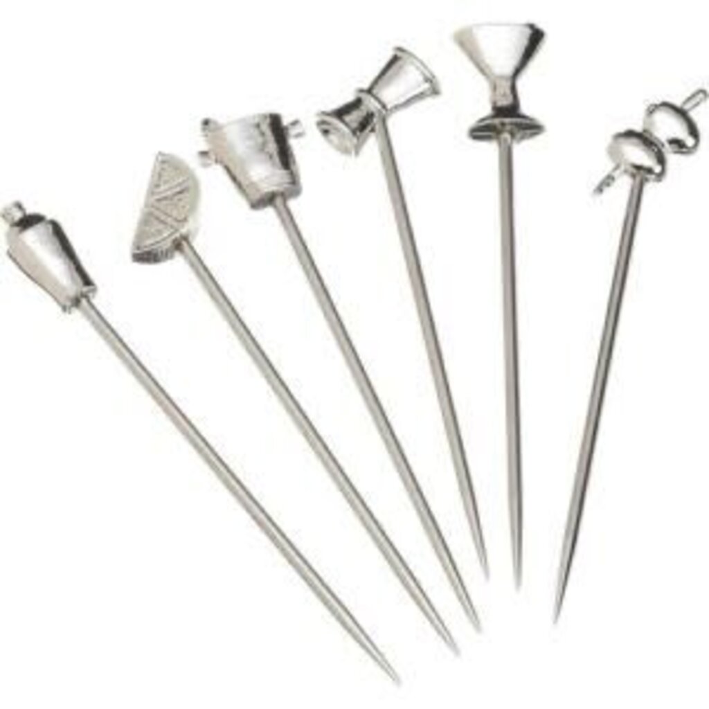 Happy Hour Stainless Steel Martini Picks, Set of 6