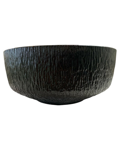 1970's Black Indiana Glass Bowl in Crystal Ice Pattern