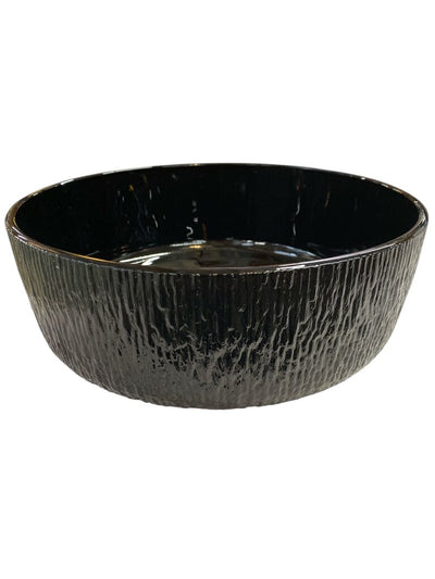 1970's Black Indiana Glass Bowl in Crystal Ice Pattern