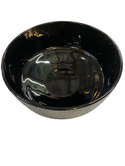 1970's Black Indiana Glass Bowl in Crystal Ice Pattern