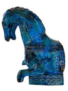 Bitossi Aldo Londi Rimini Blue Italian Mid Century Ceramic Horse Bookends