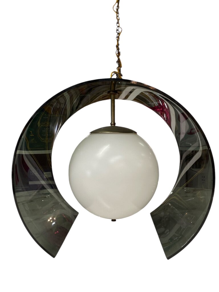 Vintage Sonnemon Smoked Lucite Swag Light with 150" (12.5') Chain