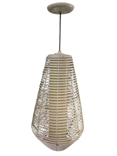 Pair of Vintage Feldman Coiled Metal Pendant Light Fixtures in Ivory (Set of 2)