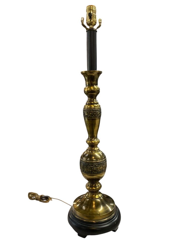 Vintage James Mont Style Pair of Tall Brass Table Lamps (Set of 2)